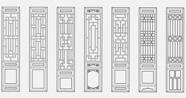 鼎城常用中式仿古花窗图案隔断设计图