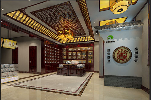 鼎城古朴典雅的中式茶叶店大堂设计效果图